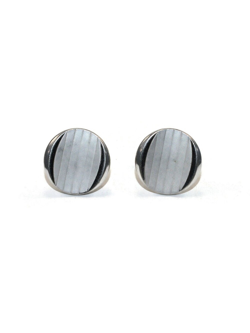 Vintage Swank Textured Silver Tone Round Cuff Links. Swank Hallmark.